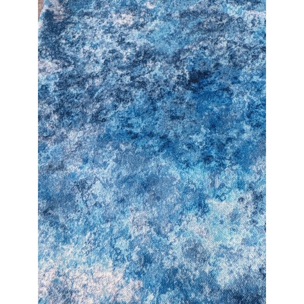 Blue Textured Cotton Fabric 19" x 44" Sewing Quilting